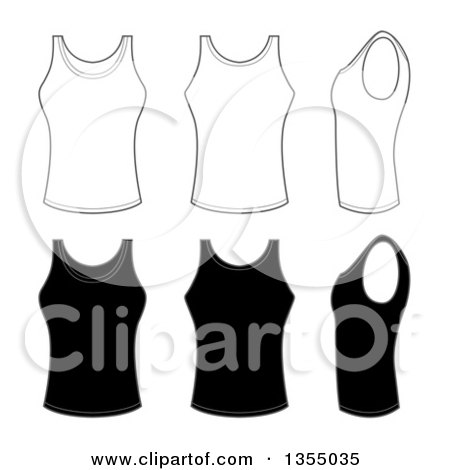 Clipart of Outline and Black Tank Tops - Royalty Free Vector Illustration by vectorace