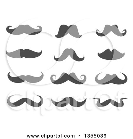 Clipart of Dark Gray Mustaches - Royalty Free Vector Illustration by vectorace