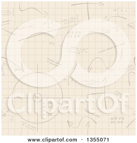 Clipart of a Seamless Background of Mathematics on Graph Paper - Royalty Free Vector Illustration by vectorace