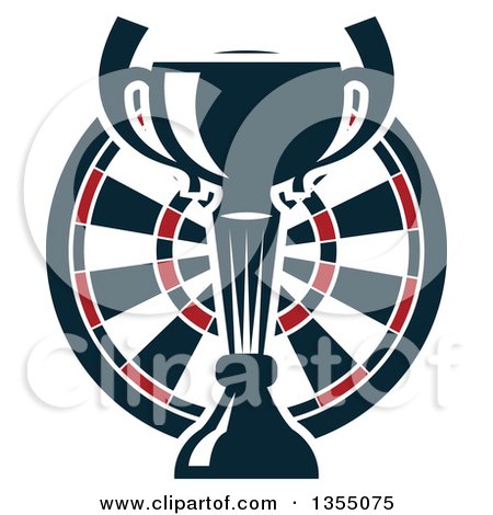 Clipart of a Trophy Cup over a Dart Board - Royalty Free Vector Illustration by Vector Tradition SM