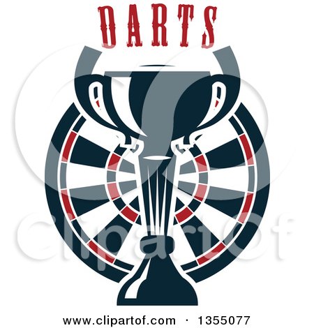 Clipart of a Trophy Cup over a Dart Board Under Text - Royalty Free Vector Illustration by Vector Tradition SM