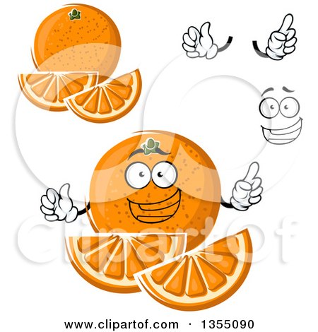 Clipart of a Cartoon Face, Hands and Navel Oranges - Royalty Free Vector Illustration by Vector Tradition SM