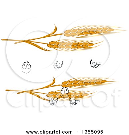 Clipart of a Cartoon Face, Hands and Golden Wheat - Royalty Free Vector Illustration by Vector Tradition SM