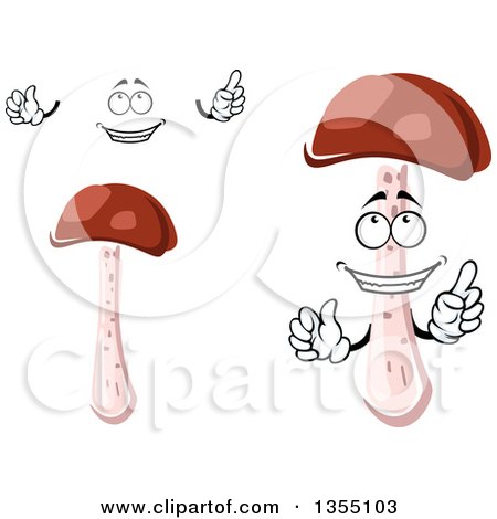 Clipart of a Cartoon Face, Hands and Boletus Mushrooms - Royalty Free Vector Illustration by Vector Tradition SM