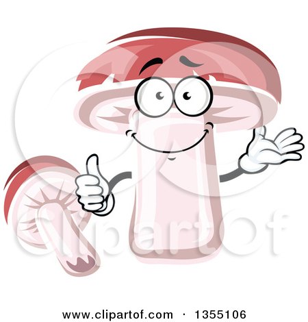 Clipart of a Cartoon King Bolete Mushroom Character Giving a Thumb up - Royalty Free Vector Illustration by Vector Tradition SM