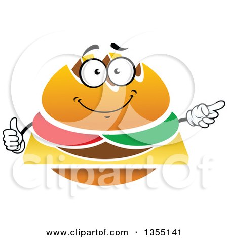Clipart of a Cartoon Cheeseburger Character - Royalty Free Vector Illustration by Vector Tradition SM