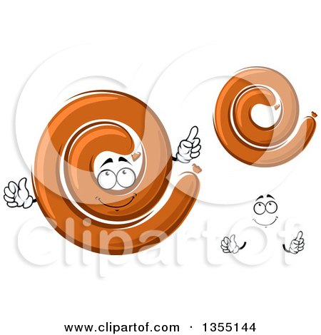 Clipart of a Cartoon Face, Hands and Spicy Pork Sausages - Royalty Free Vector Illustration by Vector Tradition SM