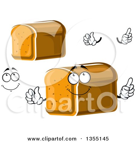 Clipart of a Cartoon Face, Hands and Loaves of Bread - Royalty Free Vector Illustration by Vector Tradition SM