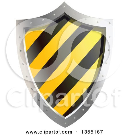 Clipart of a Warning Hazard Stripes Shield - Royalty Free Vector Illustration by Vector Tradition SM