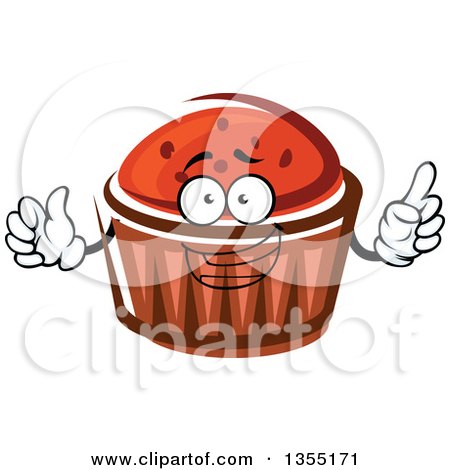 Clipart of a Cartoon Cupcake Character with Chocolate Chips - Royalty Free Vector Illustration by Vector Tradition SM