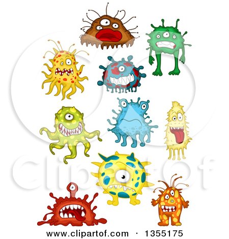 Clipart of Cartoon Germs, Viruses or Monsters - Royalty Free Vector Illustration by Vector Tradition SM