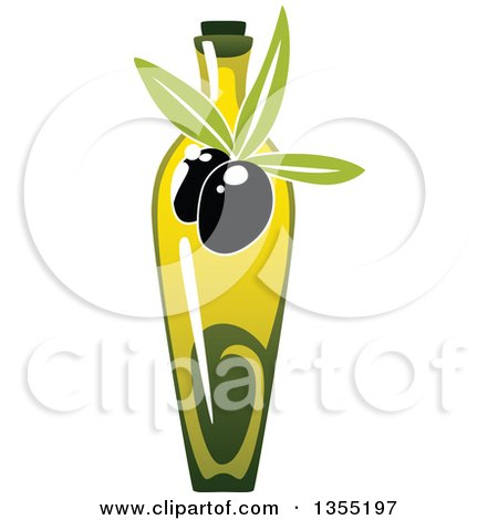 Clipart of a Bottle of Olive Oil - Royalty Free Vector Illustration by Vector Tradition SM