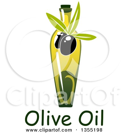 Clipart of a Bottle of Olive Oil over Text - Royalty Free Vector Illustration by Vector Tradition SM