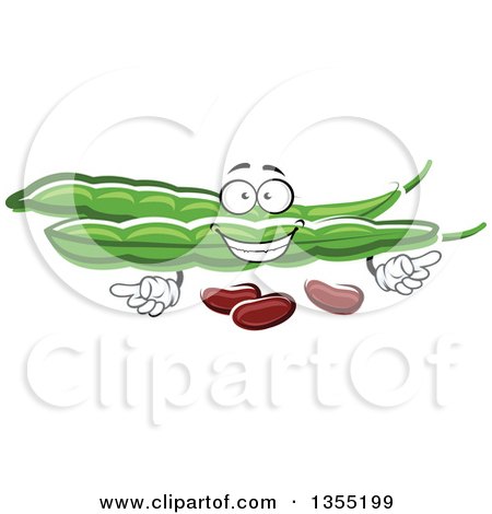 Clipart of a Cartoon Pea Pod and Beans Character - Royalty Free Vector Illustration by Vector Tradition SM