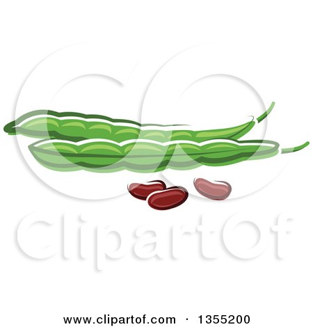Clipart of Cartoon Pea Pods and Beans - Royalty Free Vector Illustration by Vector Tradition SM
