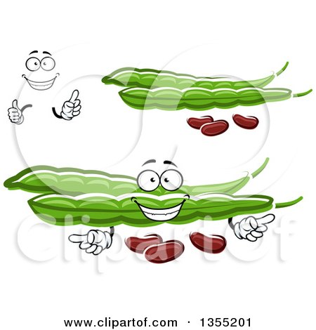 Clipart of a Cartoon Face, Hands and Pea Pods - Royalty Free Vector Illustration by Vector Tradition SM