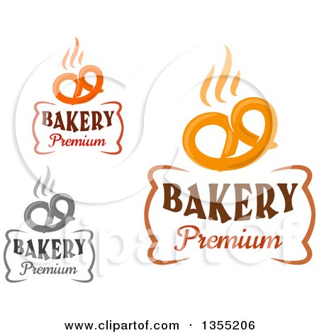 Clipart of Hot Soft Pretzel Bakery Text Designs - Royalty Free Vector Illustration by Vector Tradition SM