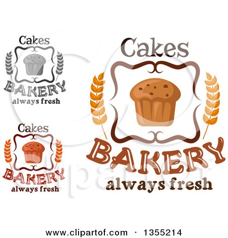 Clipart of Muffin and Bakery Text Designs - Royalty Free Vector Illustration by Vector Tradition SM