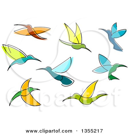Clipart of Sketched Hummingbirds - Royalty Free Vector Illustration by Vector Tradition SM