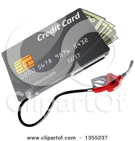 Clipart of a Gray Gas Pump Credit Card with Cash Money - Royalty Free Vector Illustration by Vector Tradition SM
