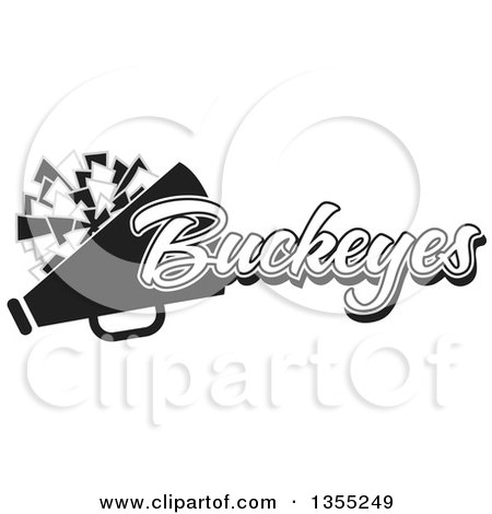 Clipart of a Black and White Buckeyes Cheerleader Design - Royalty Free Vector Illustration by Johnny Sajem