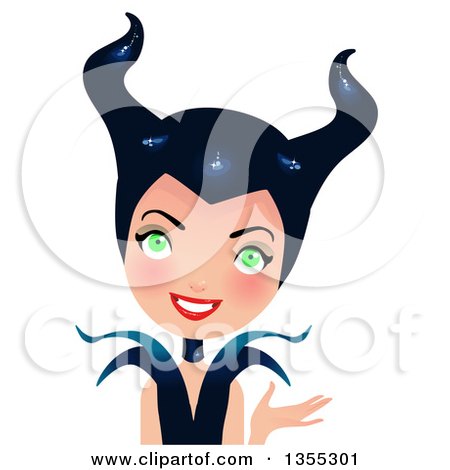 Clipart Of A Friendly Maleficent Witch Presenting - Royalty Free Vector Illustration by Melisende Vector
