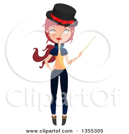 Clipart Of A Full Length Red Haired Witch Holding a Magic Wand - Royalty Free Vector Illustration by Melisende Vector