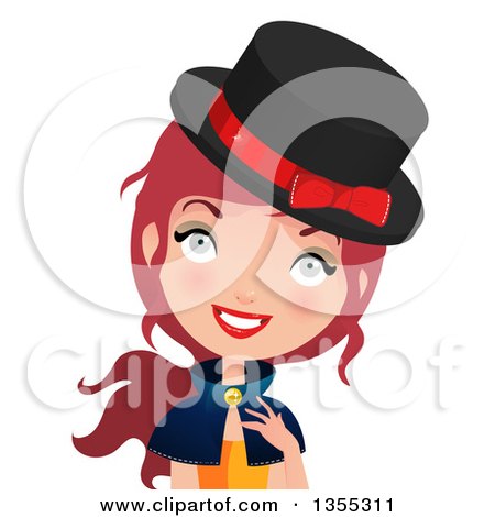 Clipart Of A Smiling Red Haired Witch - Royalty Free Vector Illustration by Melisende Vector