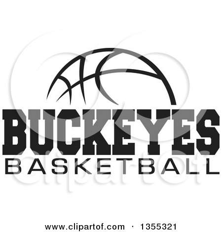 Clipart of a Black and White Ball with BUCKEYES BASKETBALL Text - Royalty Free Vector Illustration by Johnny Sajem