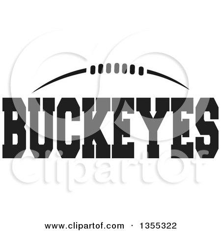 Clipart of a Black and White American Football and BUCKEYES Text - Royalty Free Vector Illustration by Johnny Sajem