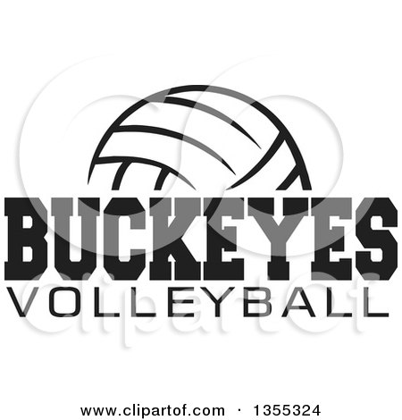 Clipart of a Black and White Ball with BUCKEYES VOLLEYBALL Text - Royalty Free Vector Illustration by Johnny Sajem