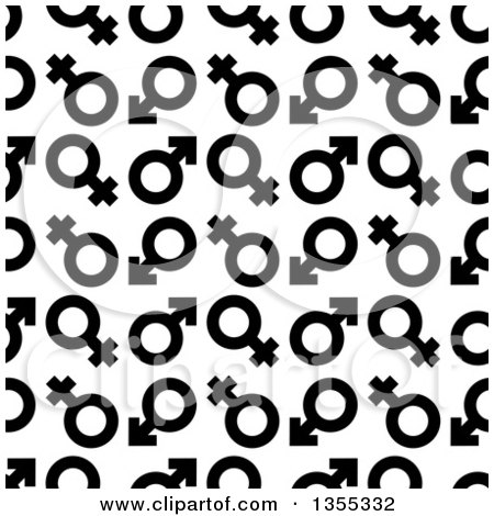 Clipart of Seamless Background Pattern of Black and White Male and Female Gender Symbols - Royalty Free Vector Illustration by michaeltravers