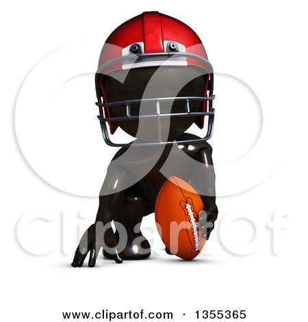 Clipart of a 3d Reflective Black Man American Football Player, on a White Background - Royalty Free Illustration by KJ Pargeter