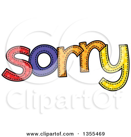 Clipart of a Cartoon Stitched Word Sorry - Royalty Free Vector Illustration by Prawny