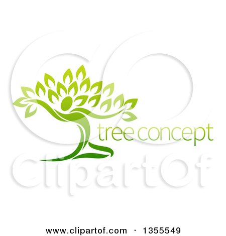 Clipart of a Graceful Gradient Green Tree Man with Sample Text - Royalty Free Vector Illustration by AtStockIllustration