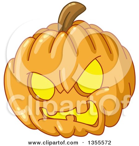 Clipart of a Cartoon Evil Angry Hallowen Jackolantern Pumpkin - Royalty Free Vector Illustration by yayayoyo