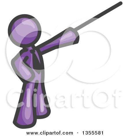 Clipart of a Purple Business Man Using a Pointer Stick - Royalty Free Vector Illustration by Leo Blanchette