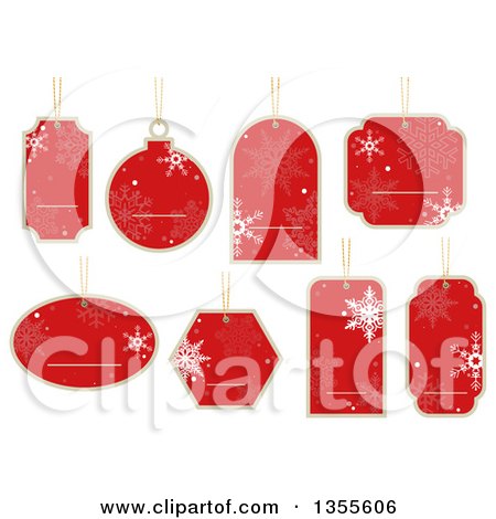 Clipart of Red Snowflake Christmas Gift Tags - Royalty Free Vector Illustration by dero