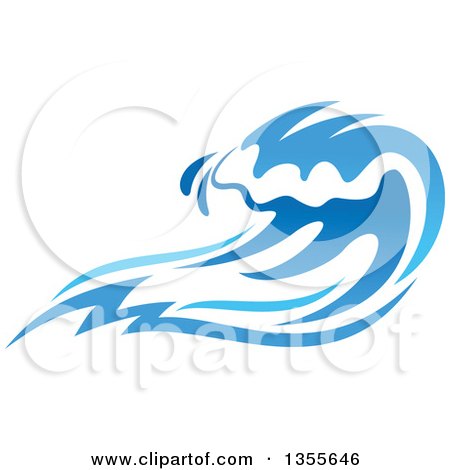 Clipart of a Blue Splash or Surf Wave - Royalty Free Vector ...