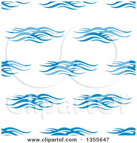 Clipart of a Seamless Background Design Pattern of Ocean Waves in Blue on White - Royalty Free Vector Illustration by Vector Tradition SM