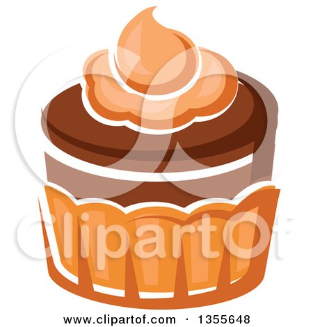Clipart of a Cartoon Cupcake - Royalty Free Vector Illustration by Vector Tradition SM