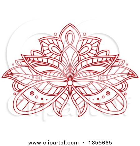 Clipart of a Beautiful Ornate Red Henna Lotus Flower - Royalty Free Vector Illustration by Vector Tradition SM
