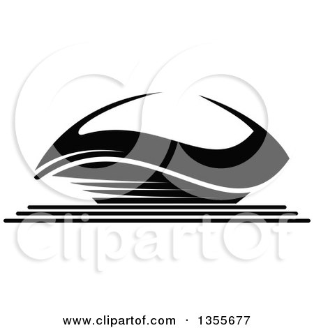 Clipart of a Black and White Sports Stadium Arena Building - Royalty Free Vector Illustration by Vector Tradition SM