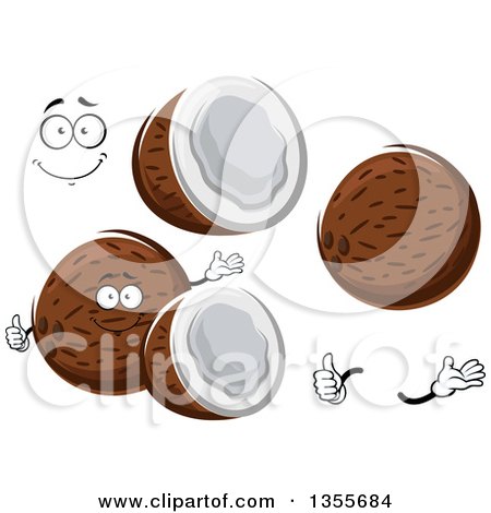 Clipart of a Cartoon Face, Hands and Coconuts - Royalty Free Vector Illustration by Vector Tradition SM