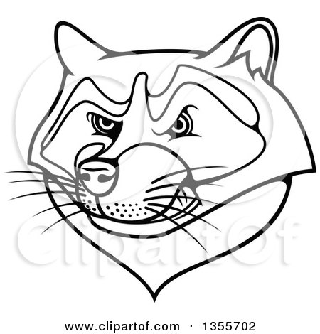 Clipart of a Black and White Tough Raccoon Mascot Head - Royalty Free Vector Illustration by Vector Tradition SM