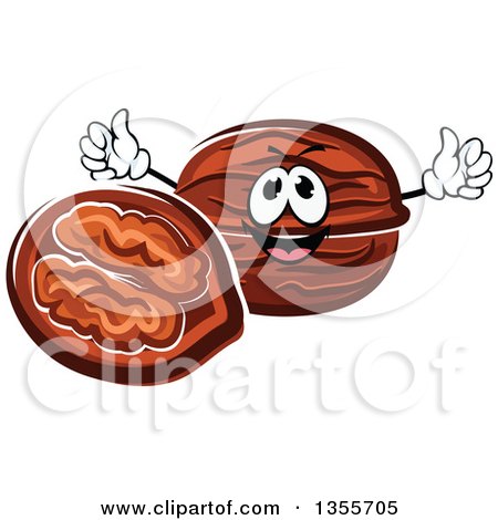 Clipart of a Cartoon Walnuts Character - Royalty Free Vector Illustration by Vector Tradition SM