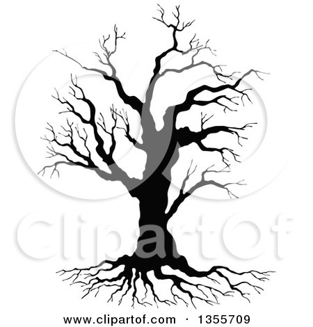 Clipart of a Black Silhouetted Bare Tree - Royalty Free Vector Illustration by Vector Tradition SM