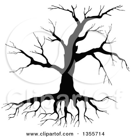 Clipart of a Black Silhouetted Bare Tree - Royalty Free Vector Illustration by Vector Tradition SM