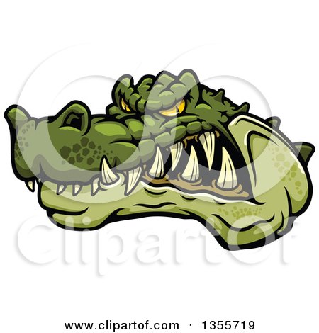 Clipart of a Cartoon Tough Angry Crocodile Mascot Head - Royalty Free  Vector Illustration by Vector Tradition SM #1355719