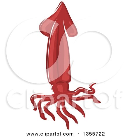 Clipart of a Cartoon Red Squid - Royalty Free Vector Illustration by Vector Tradition SM